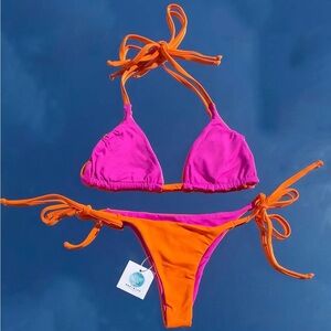 Pink & Orange Reversible Bikini Set